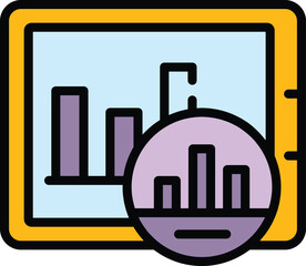 Narrow market tablet graph icon. Outline Narrow market tablet graph vector icon for web design isolated on white background color flat