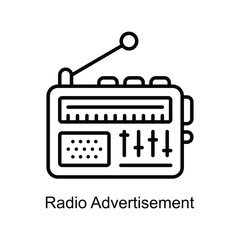 Radio Advertisement Outline Icon Design illustration. Digital Marketing Symbol on White background EPS 10 File