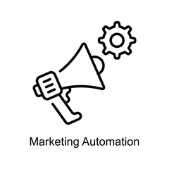 Marketing Automation Outline Icon Design illustration. Digital Marketing Symbol on White background EPS 10 File