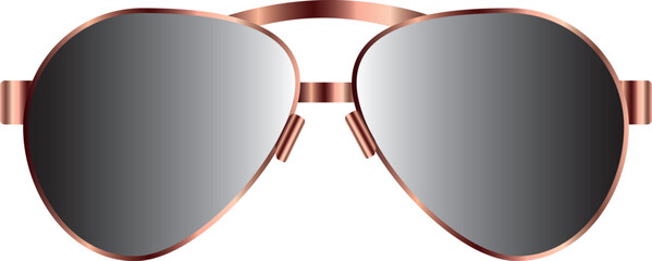 Rose gold frame sunglasses on transparent background
