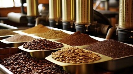 Coffee beans and jar of coffee, culture and specialty coffee