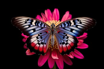 Colorful Butterfly Alighting Gracefully on a Delicate Flower Petal, an Inspiring Image of Wildlife and Floral Harmony in Natural Setting