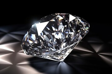 Diamond on black background, luxury precious gem closed up (Ai generated)
