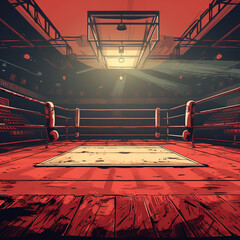 retro style boxing ring illustration