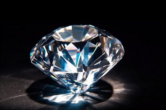 Diamond on black background, luxury precious gem closed up (Ai generated)