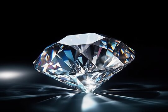 Diamond on black background, luxury precious gem closed up (Ai generated)