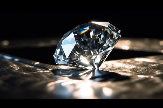 Diamond on black background, luxury precious gem closed up (Ai generated)