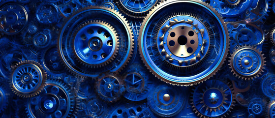 righ circular gears and gears in dark blue