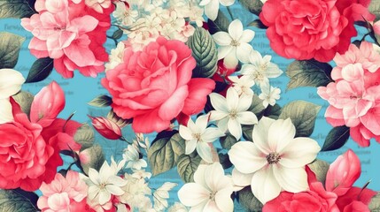 Floral rose vintage pattern, flower painting (Ai generated)