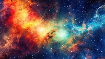Stary night cosmos. Universe science astronomy. Colorful space galaxy cloud nebula. Generative AI for banner, poster, cover, brochure or presentation.