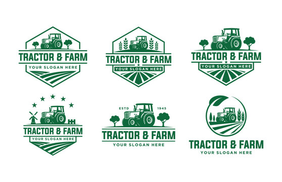 Collection of Tractor and farm logo template, vector pack, vector set