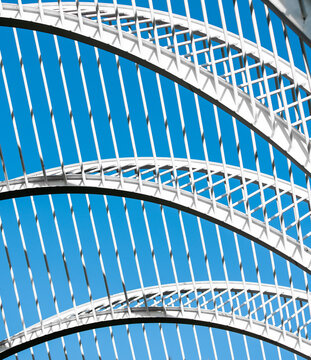 Valencia, Spain:  details of Umbracle terrace structure signed by the Valencian architect Santiago Calatrava