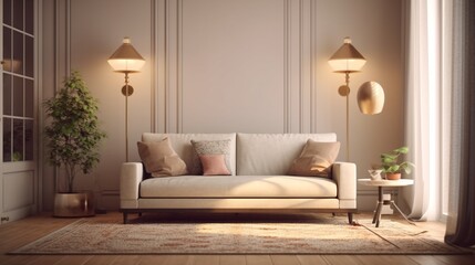 Fototapeta na wymiar A modern classic interior featuring a sofa,Ganerative AI