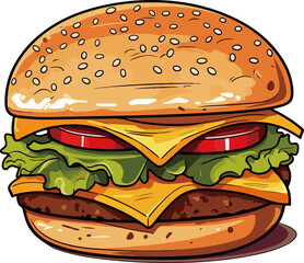 delicious beef burger illustration
 - obrazy, fototapety, plakaty
