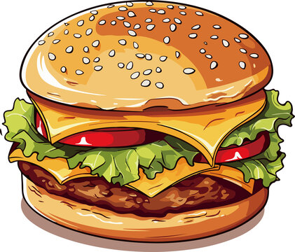 Delicious Beef Burger Illustration
