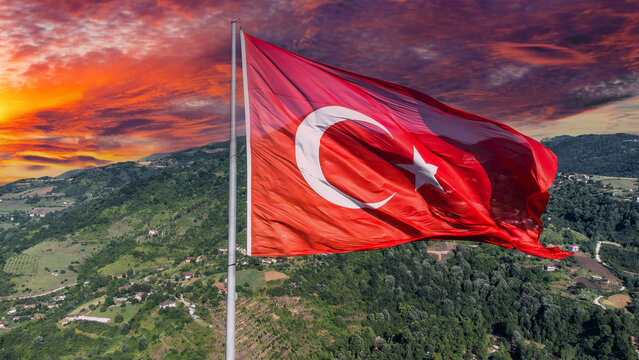 Turkish flag. Turkish national holiday. 15 Temmuz demokrasi ve milli birlik gunu. The Democracy and National Unity Day of Turkiye.