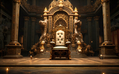 Fototapeta na wymiar a throne chair in an ornate room