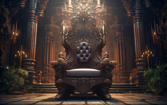 a throne chair in an ornate room