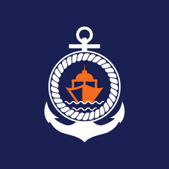 Navy Ship Anchor Rope Sea Wave Ship marine Sailing  Logo