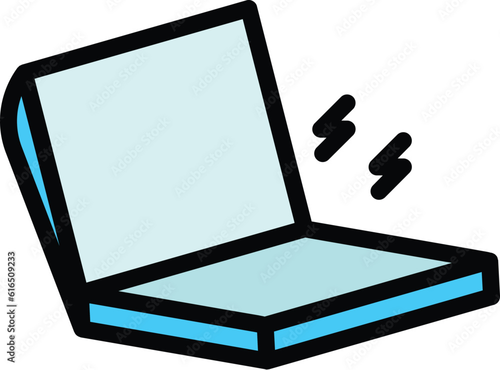 Poster laptop attack icon. outline laptop attack vector icon for web design isolated on white background co