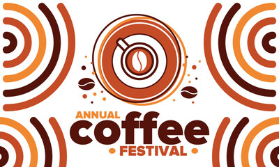 Coffee Festival. For coffee lovers. Event for professionals in the coffee industry. Cafes, restaurants and coffee roasters. Trainings for baristas from staff schools. Creative Illustration. Vector