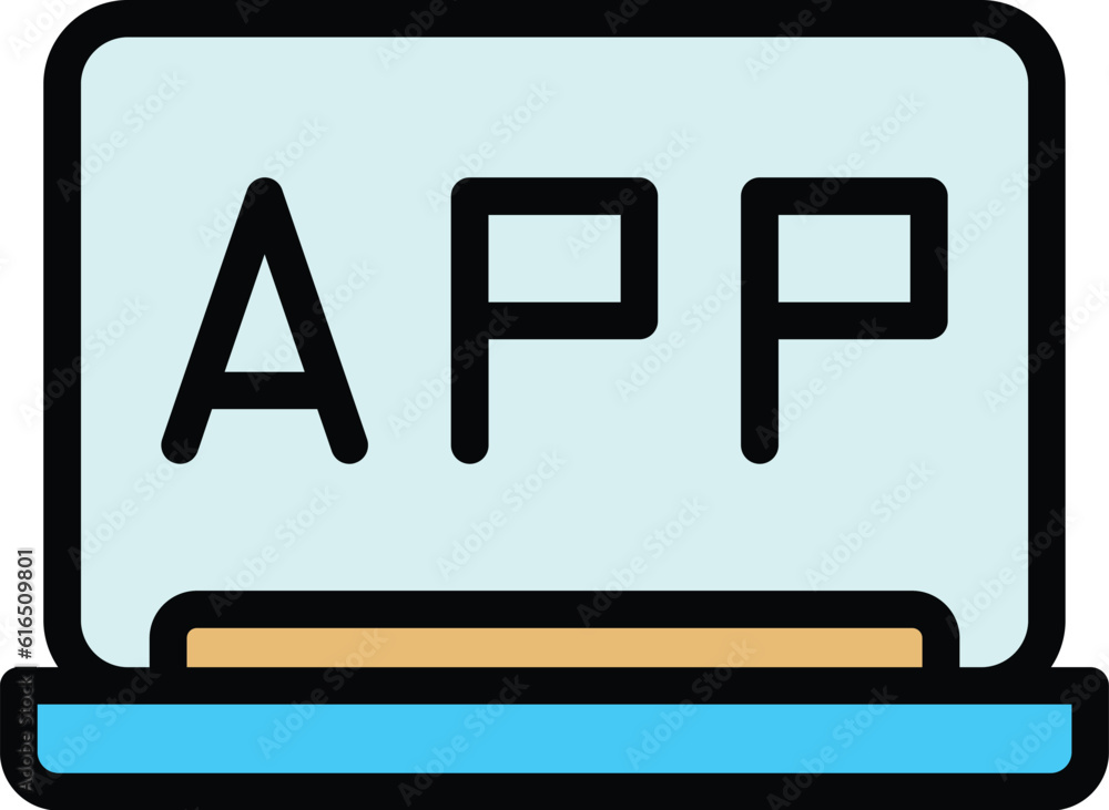 Poster app laptop icon. outline app laptop vector icon for web design isolated on white background color fl