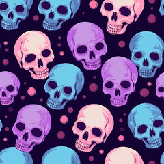 Pastel goth skull cute witchy magical seamless repeat pattern
