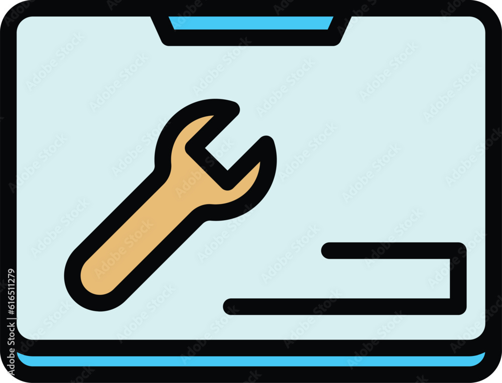 Poster computer service icon. outline computer service vector icon for web design isolated on white backgro