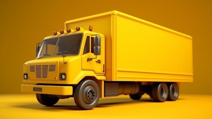 A yellow delivery truck with cardboard boxes, Generative AI.