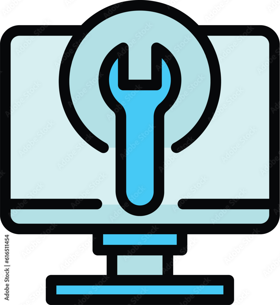 Aufkleber instrument repair computer icon. outline instrument repair computer vector icon for web design isola