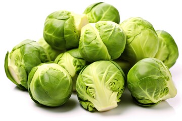 Fototapeta premium Brussels sprouts on white background. Generative AI