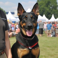 Outdoor portrait session of a German shepherd, generative AI content.