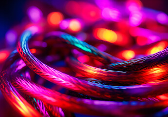 a close up image of cable strands and lights
