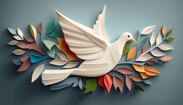 Paper art dove of peace