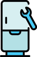 Wrench fridge icon. Outline Wrench fridge vector icon for web design isolated on white background color flat