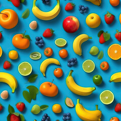 Fototapeta na wymiar Fruits 3d colorful seamless repeat pattern 