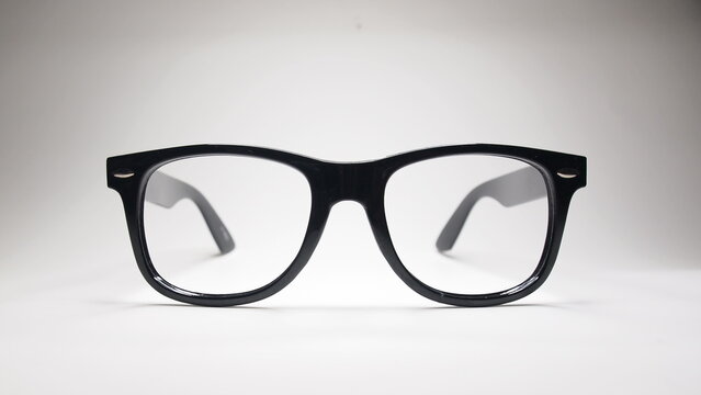 Black frame glasses with white background