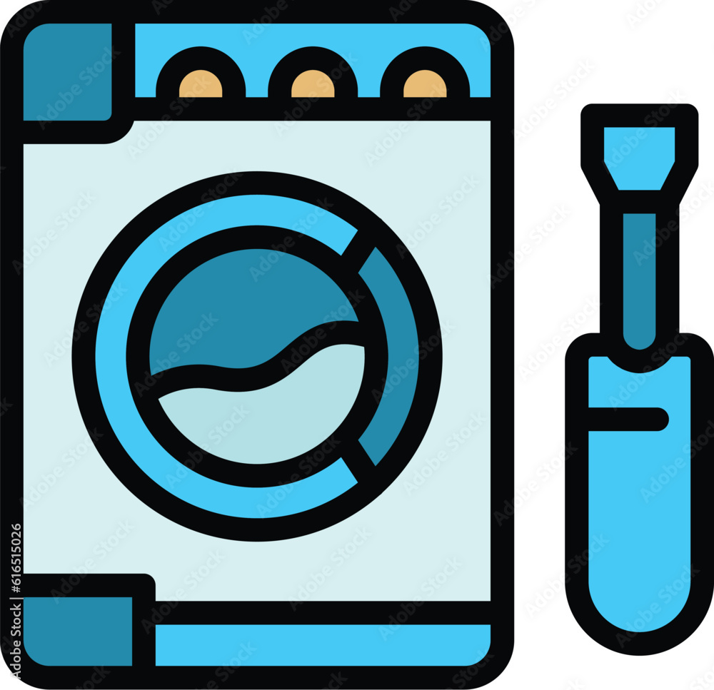 Poster fixing washing machine icon. outline fixing washing machine vector icon for web design isolated on w