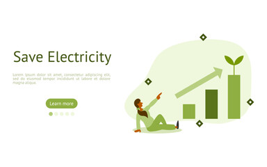 environment pollution illustration set. characters reduce energy consumption and restored natural. power save concept. vector illustration.