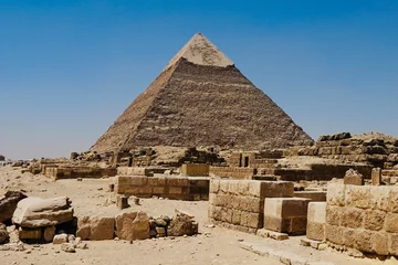 Foto op Canvas Sphinx and Pyramid at Cairo, Egypt © Aaron