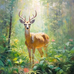 deer in the forest. generative AI.
