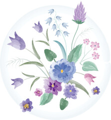 Cute watercolor bouquet of flowers