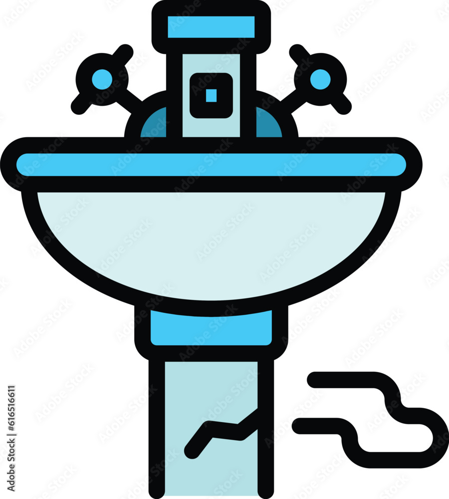 Poster broken sink icon. outline broken sink vector icon for web design isolated on white background color 