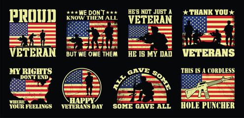 Veteran T shirt Design Bundle, Quotes about Veterans Day, Army  T shirt, Military vintage T shirt design Collection