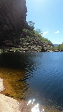 Cachoeira rabo de cavalo na cidade de Concei&ccedil;&atilde;o do Mato Dentro, Estado de Minas Gerais, Brasil