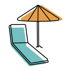 beach chair with umbrella icon vector illustration design graphic flat style shadow