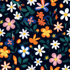 Flowers seamless repeat simple pattern
