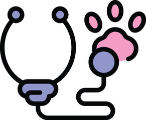 Veterinary clinic stethoscope icon. Outline Veterinary clinic stethoscope vector icon for web design isolated on white background color flat