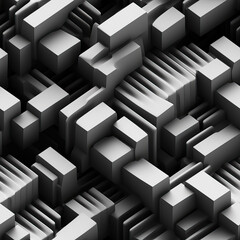 Monochrome abstract 3d seamless repeat futuristic pattern
