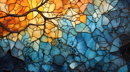 An abstract watercolor pattern resembling a colorful, lively mosaic, with overlapping shapes and intricate details (Generative AI)